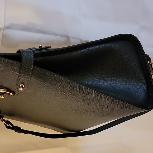 NWOT Cristhelen B Purse Tote Bag Leather? Blue Shoulder Strap Gorgeous Heavy - Picture 5 of 16